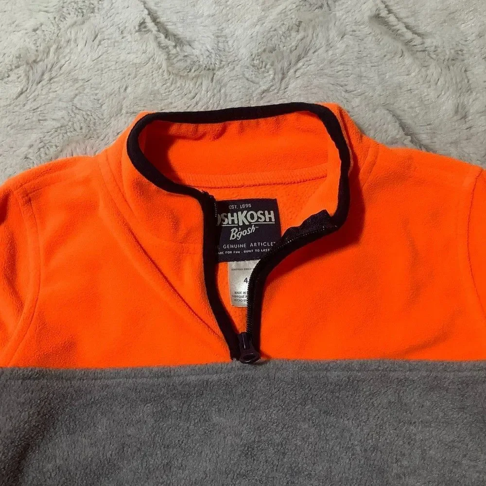 Oshkosh b'gosh orange gray fleece jacket size 4